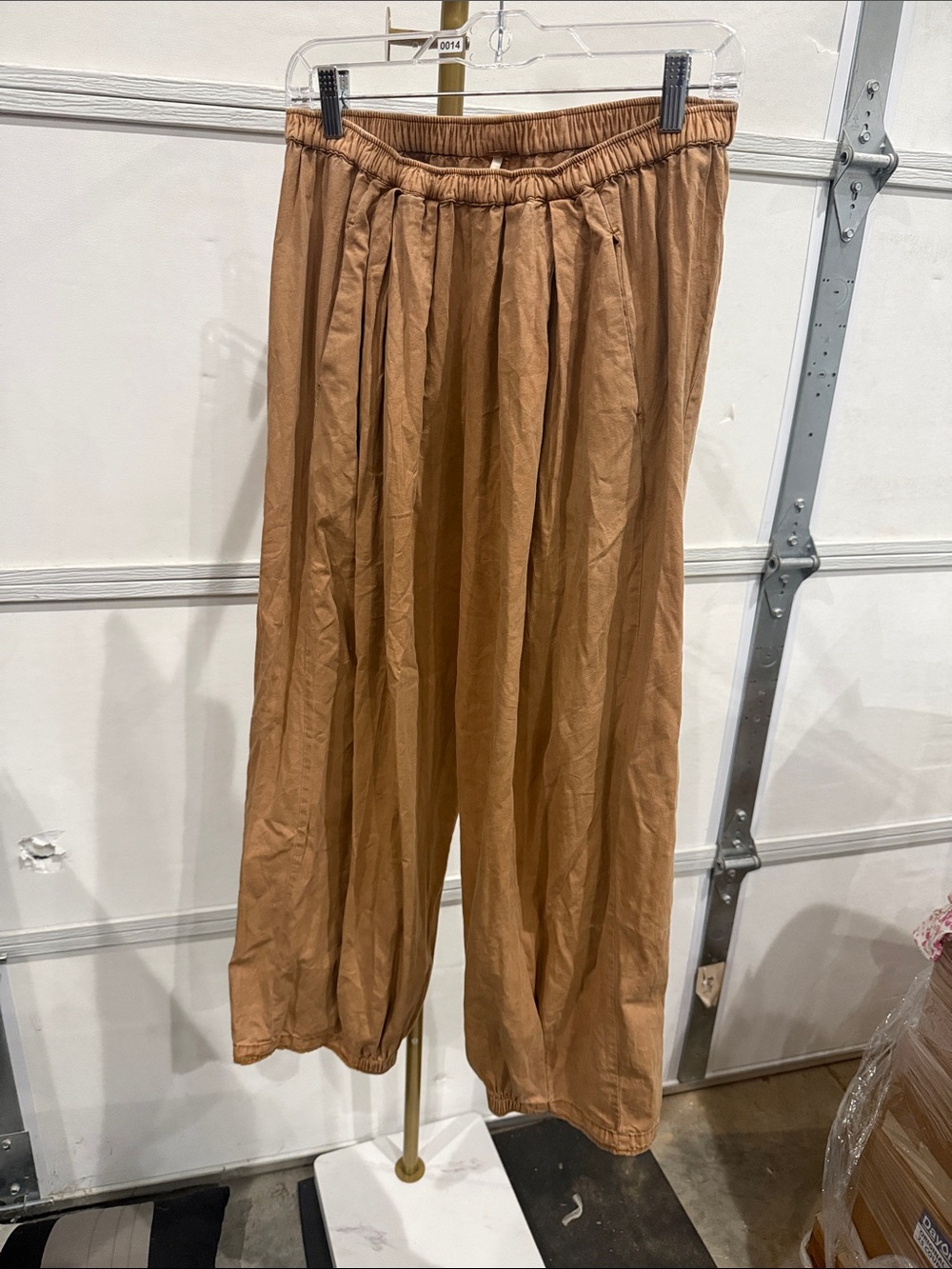 Free People Women's Wide-Leg Elastic-Waist Trousers - Tan